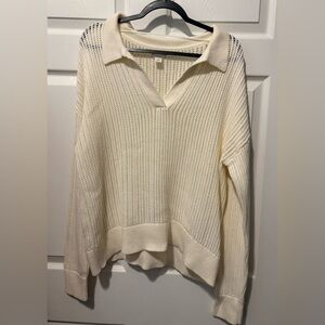 Caslon Cream V-Neck Women's Sweater